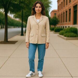 Appleseeds 3 Button Blazer Cotton Blend Khaki Size XL NWT